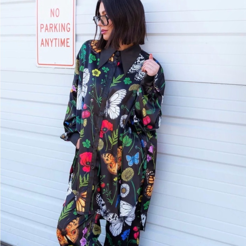 Dressed in LALA Colorful Floral Button Down Shirt